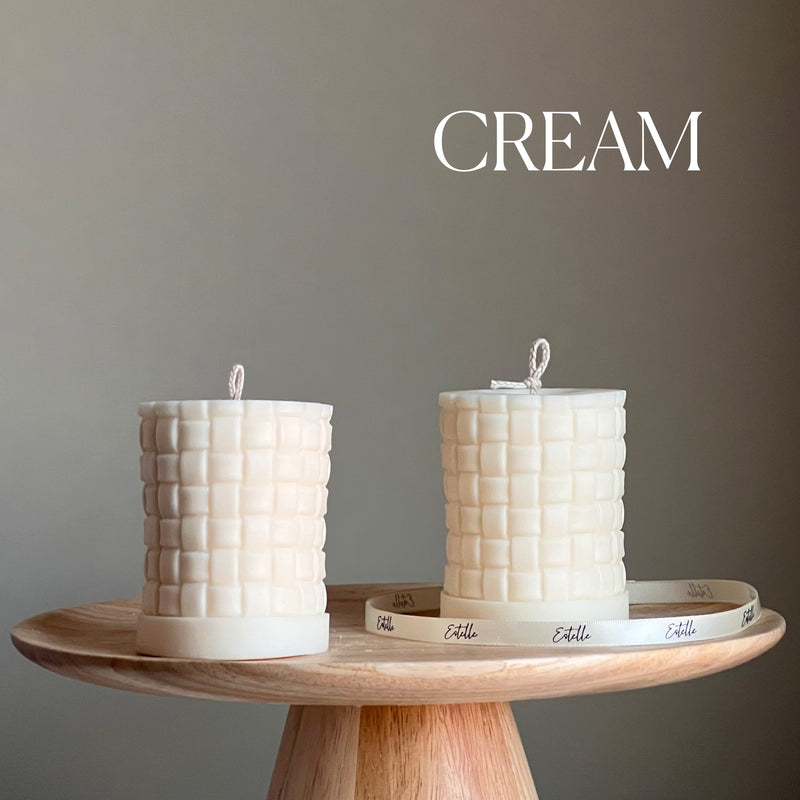 Large Knitted Soy Pillar Candle | Custom Color & Scent-3