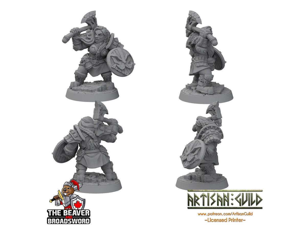 Female Dwarven Defender 2 - Artisan Guild | DnD | Fighter | Barbarian | Dwarf | Cleric | Paladin | Pathfinder | TTRPG, Wargaming, Frostgrave-2