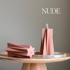Ribbed Star Soy Pillar Candle: Minimalist Home Decor-2