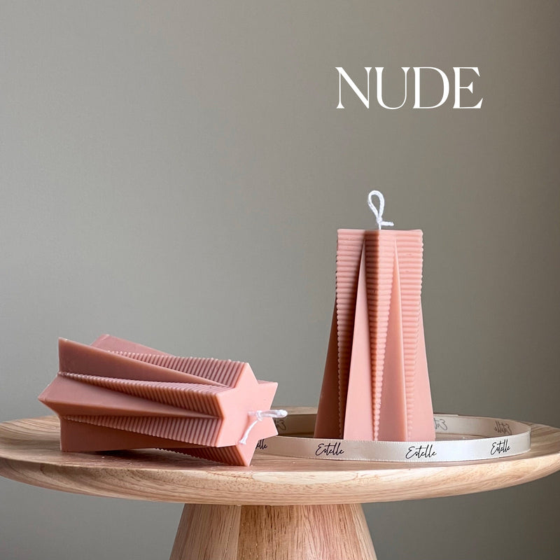 Ribbed Star Soy Pillar Candle: Minimalist Home Decor-2