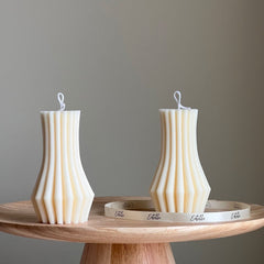 Ribbed Soy Pillar Candle: Sculptural Home Decor-3