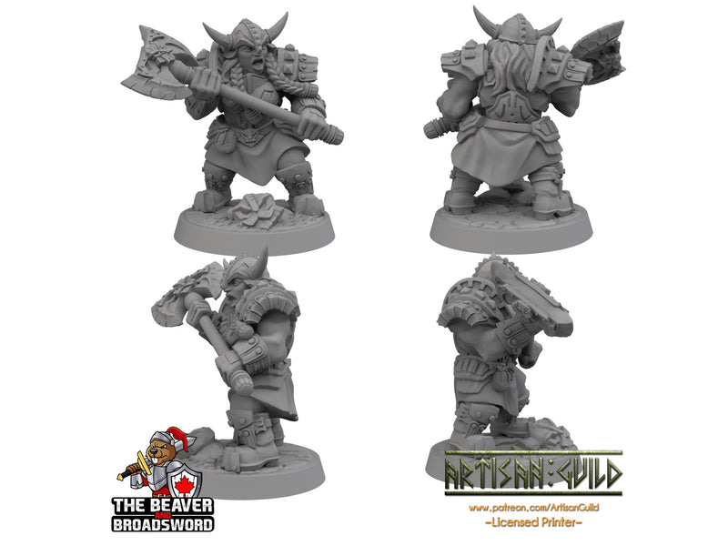 Female Dwarven Defender dnd mini with Axe - Artisan Guild | Fighter | Barbarian | Dwarf | Cleric | Paladin | Pathfinder | TTRPG, Wargaming-2