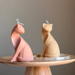 Handmade Soy Cat Candle | Unscented Decorative Pillar-1