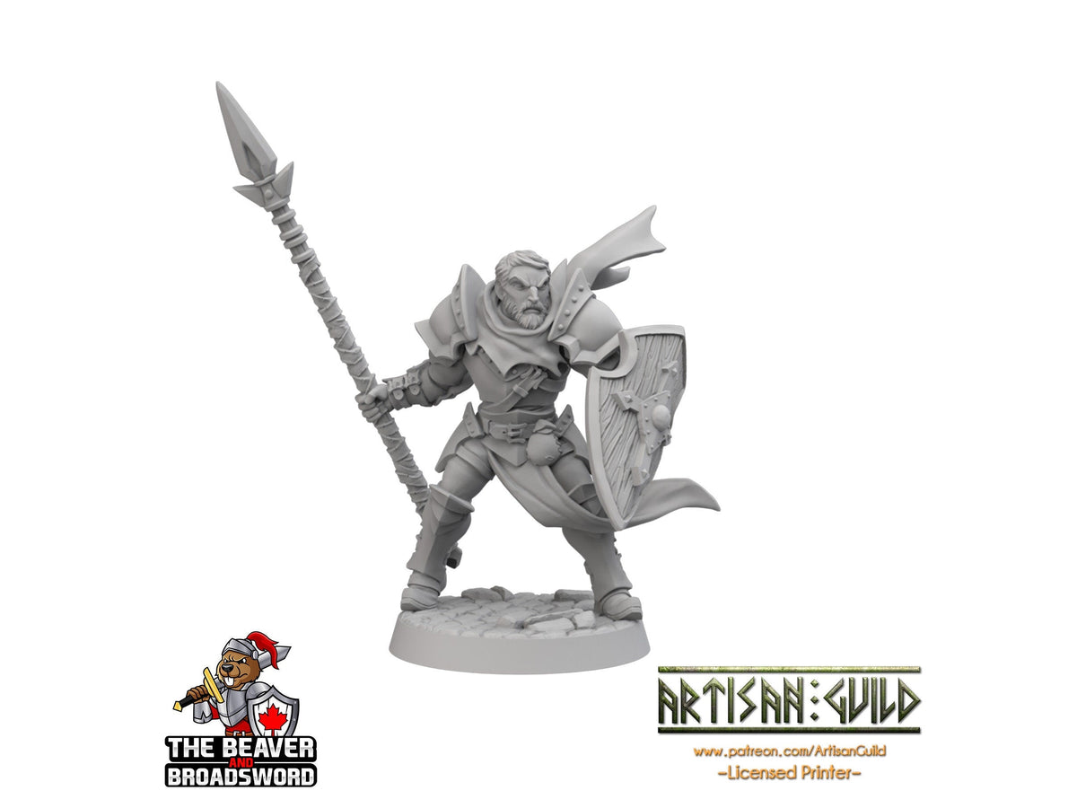 Human Male Fighter dnd Mini - Artisan Guild | Fighter | Barbarian | Knight | Cleric | Paladin | Pathfinder, TTRPG, Wargaming, Warrior, Spear-1