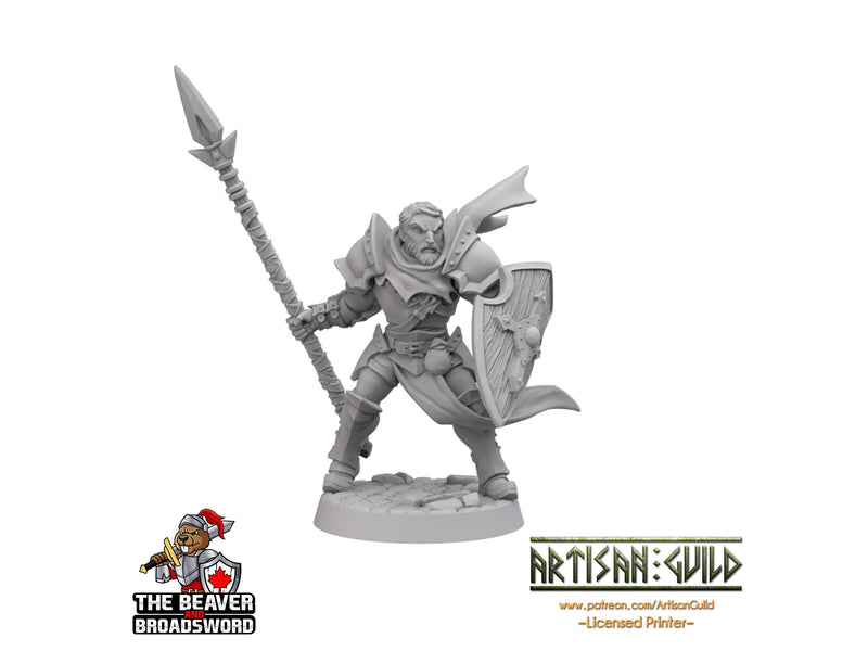 Human Male Fighter dnd Mini - Artisan Guild | Fighter | Barbarian | Knight | Cleric | Paladin | Pathfinder, TTRPG, Wargaming, Warrior, Spear-1