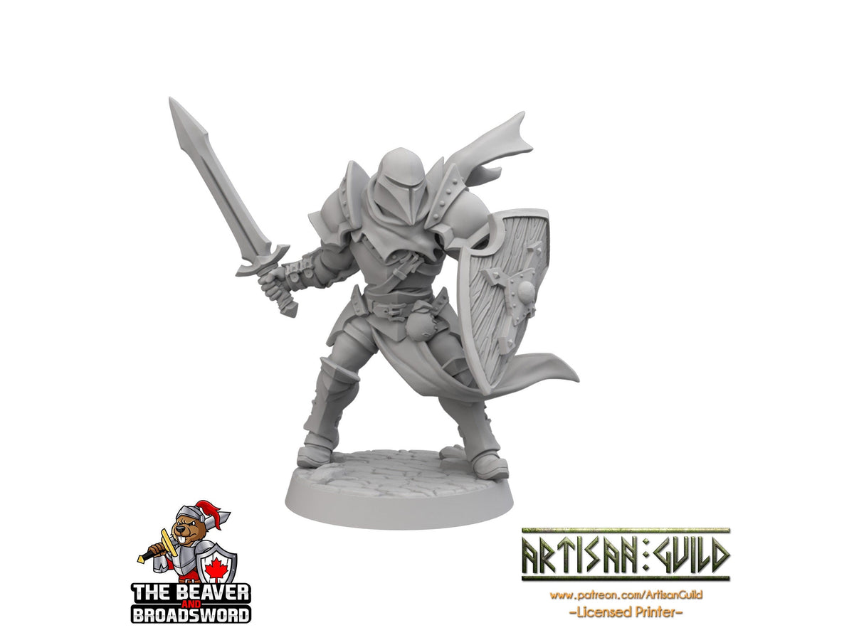 Helmed Male Fighter dnd Mini - Artisan Guild | Fighter | Barbarian | Knight | Cleric | Paladin, Pathfinder, TTRPG, Wargaming, Warrior, Human-1