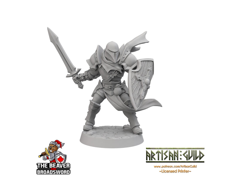 Helmed Male Fighter dnd Mini - Artisan Guild | Fighter | Barbarian | Knight | Cleric | Paladin, Pathfinder, TTRPG, Wargaming, Warrior, Human-1