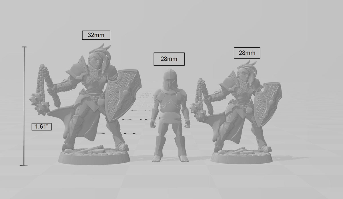 Female Human Fighter dnd Mini - Artisan Guild | Barbarian | Knight | Cleric | Paladin, Pathfinder, TTRPG, Wargaming, Warrior-3