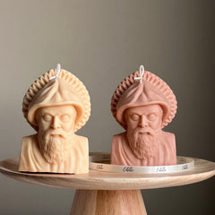 Saint Charbel Bust Candle: Sculptural Soy Wax Pillar-1