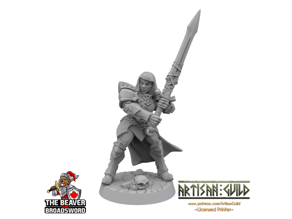 Female Human Fighter dnd Mini with Greatsword dnd mini - Artisan Guild | Barbarian | Knight | Cleric | Paladin, Pathfinder, TTRPG, Wargaming-1