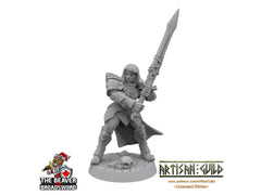 Female Human Fighter dnd Mini with Greatsword dnd mini - Artisan Guild | Barbarian | Knight | Cleric | Paladin, Pathfinder, TTRPG, Wargaming-1