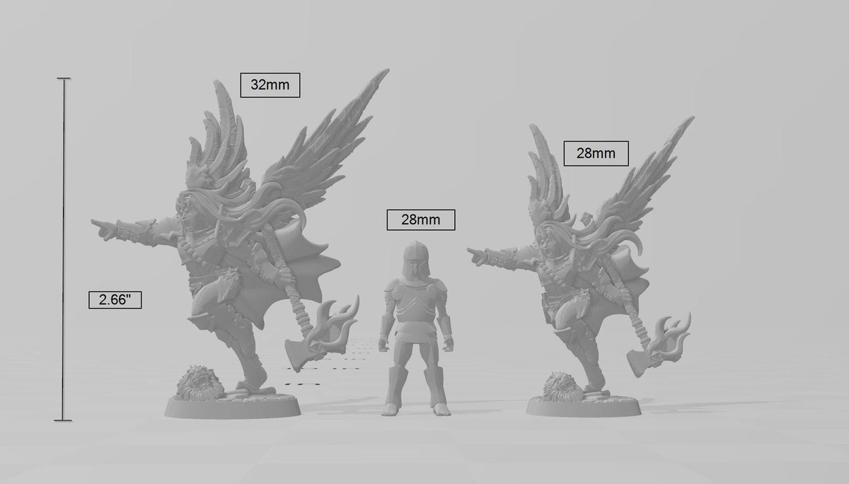 Ascended Human Female Fighter dnd mini - Artisan Guild | Aasimar | Angel | Knight | Cleric, Paladin, Pathfinder, TTRPG, Wargaming, Warrior,-4