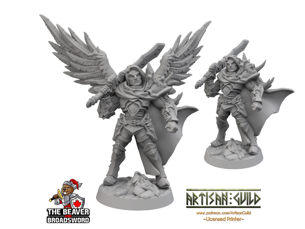 Ascended Human Male Fighter dnd mini - Artisan Guild | Aasimar | Angel | Knight | Cleric, Paladin, Pathfinder, TTRPG, Wargaming, Warrior,-1