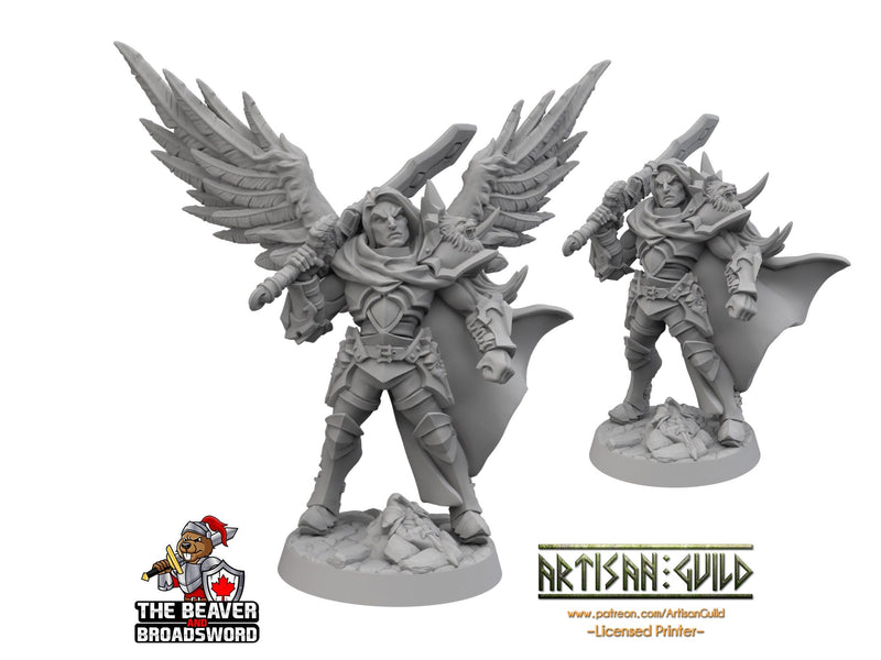 Ascended Human Male Fighter dnd mini - Artisan Guild | Aasimar | Angel | Knight | Cleric, Paladin, Pathfinder, TTRPG, Wargaming, Warrior,-1