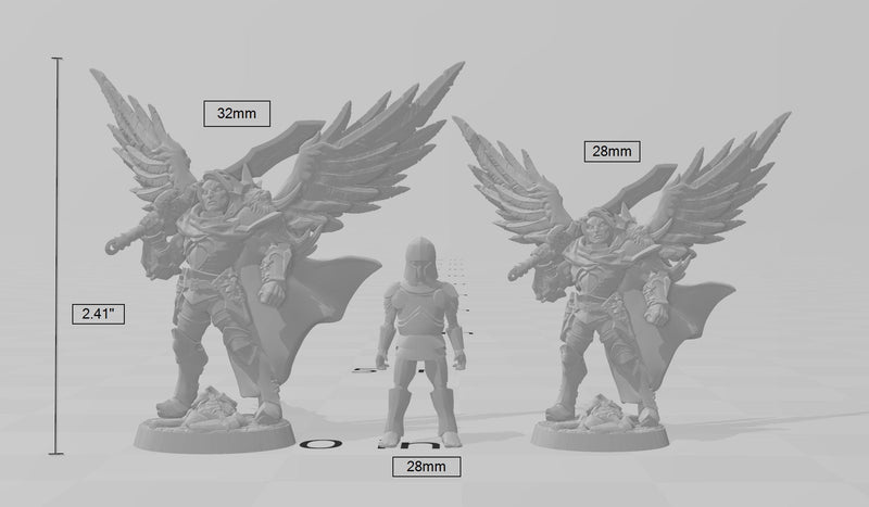 Ascended Human Male Fighter dnd mini - Artisan Guild | Aasimar | Angel | Knight | Cleric, Paladin, Pathfinder, TTRPG, Wargaming, Warrior,-4