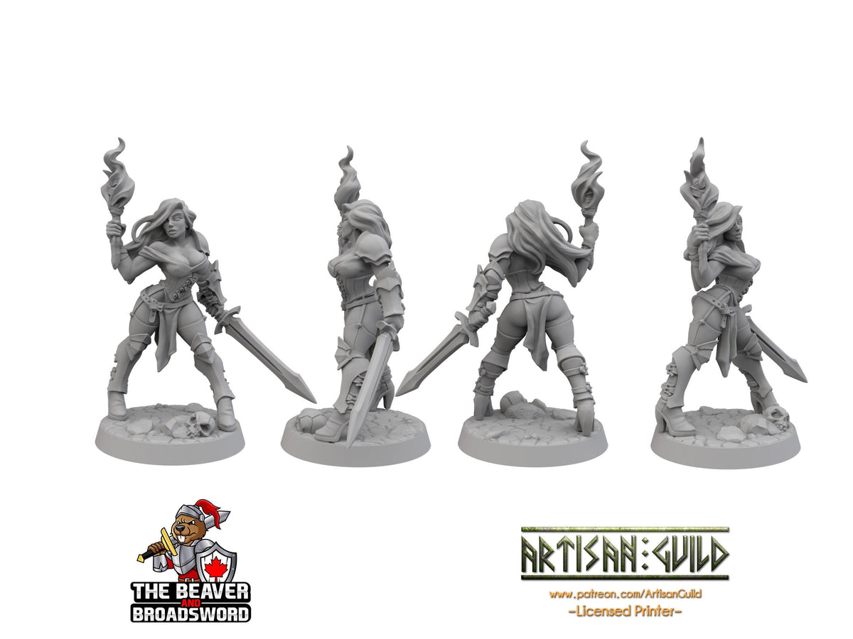 Pinup human female fighter - Artisan Guild | Rogue | Warrior | Knight | Cleric, Paladin, Pathfinder, TTRPG, Wargaming, Assassin, Thief-2