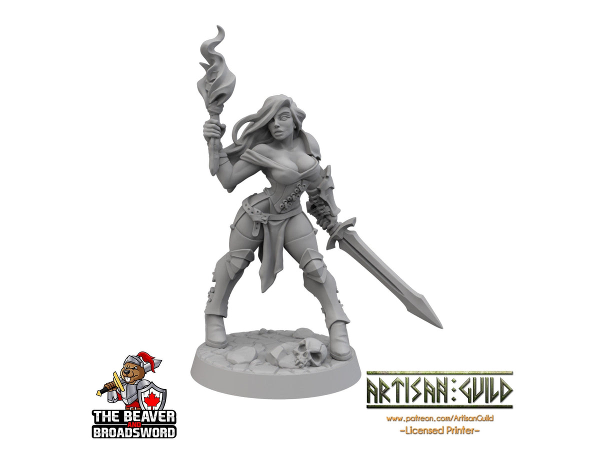 Pinup human female fighter - Artisan Guild | Rogue | Warrior | Knight | Cleric, Paladin, Pathfinder, TTRPG, Wargaming, Assassin, Thief