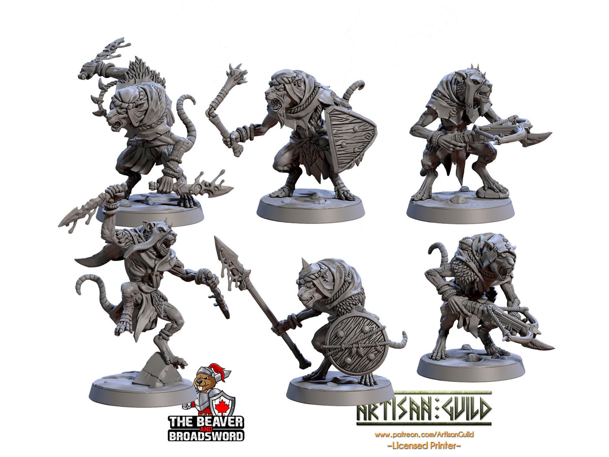 Sandfang Ratkins  28/32mm mini set - Artisan Guild | Animal | Rat | Mouse | Fighter | Ratfolk | Barbarian | Pathfinder | Wargaming | Rogue