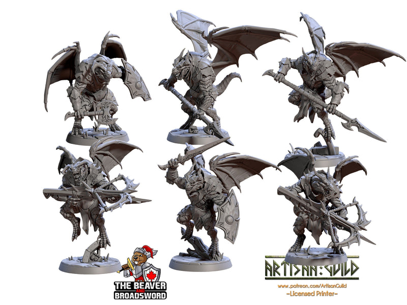 Draconic Shock Troops mini set- Artisan Guild | Dragon | Dragonkin | Dragonborn | Fighter | Barbarian | Ranger | Pathfinder | Wargaming 32mm-1