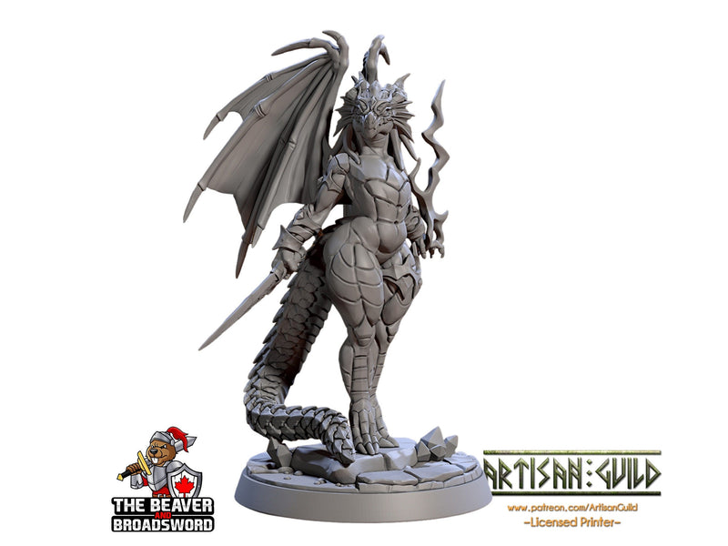 Onixia the Tempest 28/32mm mini - Artisan Guild | Dragon | Dragonkin | Dragonborn | Female | Sorcerer | Warlock | Pathfinder | Wargaming-1