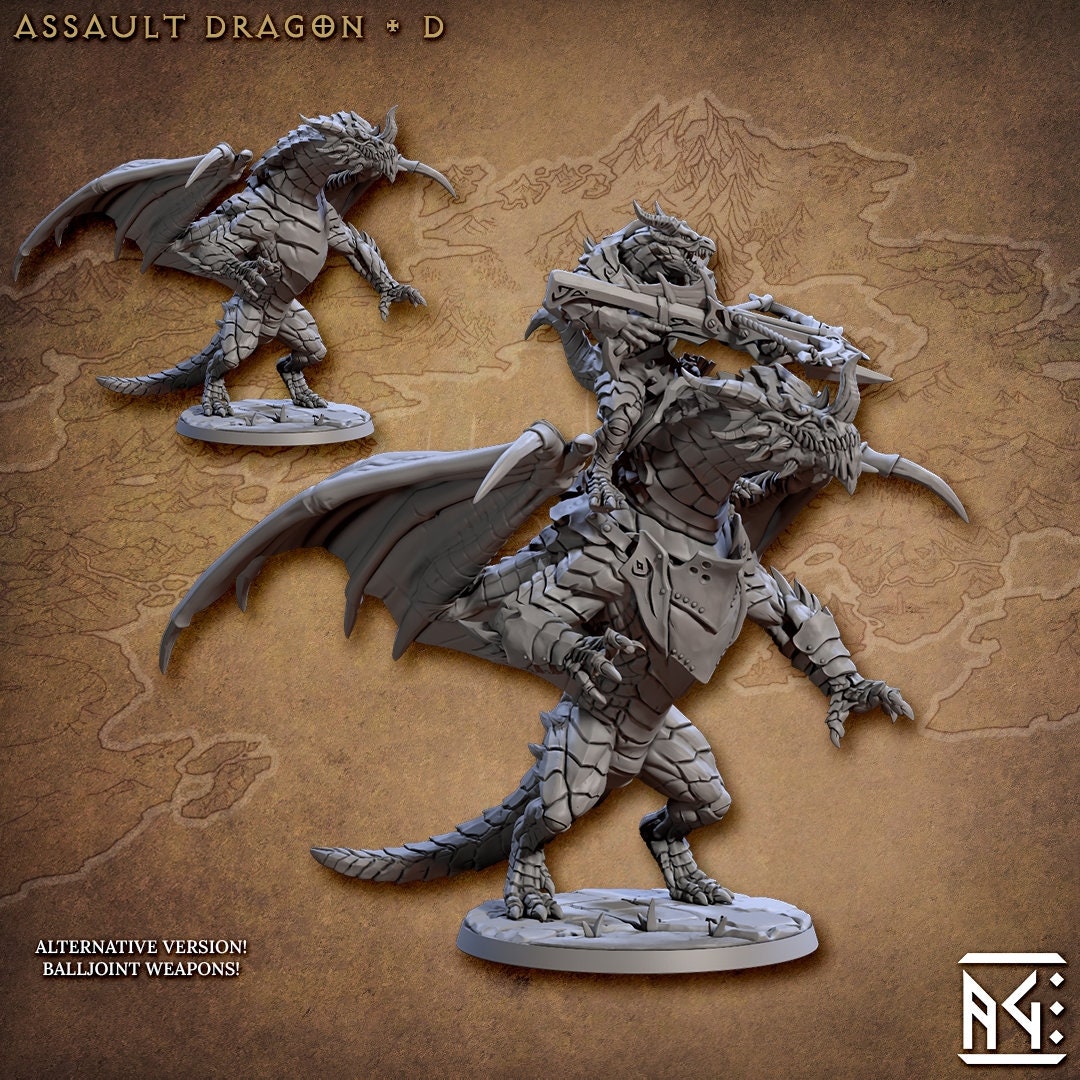 Draconic Assault Dragons mini set - Artisan Guild | DnD | Dragon | Flying | Dragonborn | Fighter | Barbarian | Pathfinder | Wargaming, Drake-6