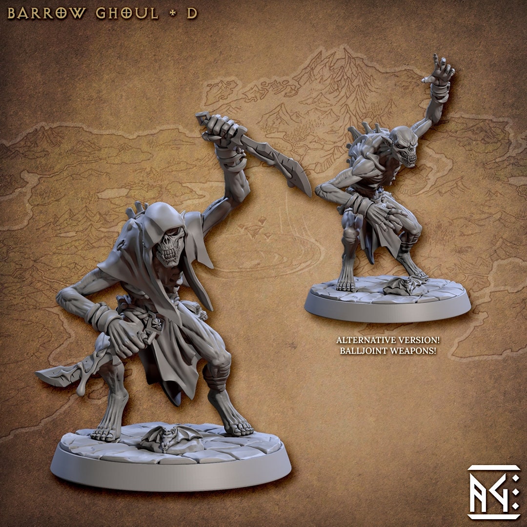 Barrow Ghouls  28/32mm mini set - Artisan Guild | Zombie | Undead | Necromancer | Lich | Monster | Fantasy | Pathfinder | Wargaming | Grave-6