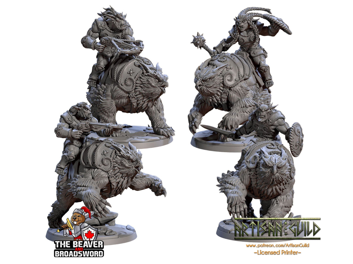 Greatgoblin Owlbear Cavalry Mini Set - Artisan Guild, DnD | Male | Fighter, Animal, Hobgoblin, Pathfinder | Orc | Wargaming | Goblin | Mount-1