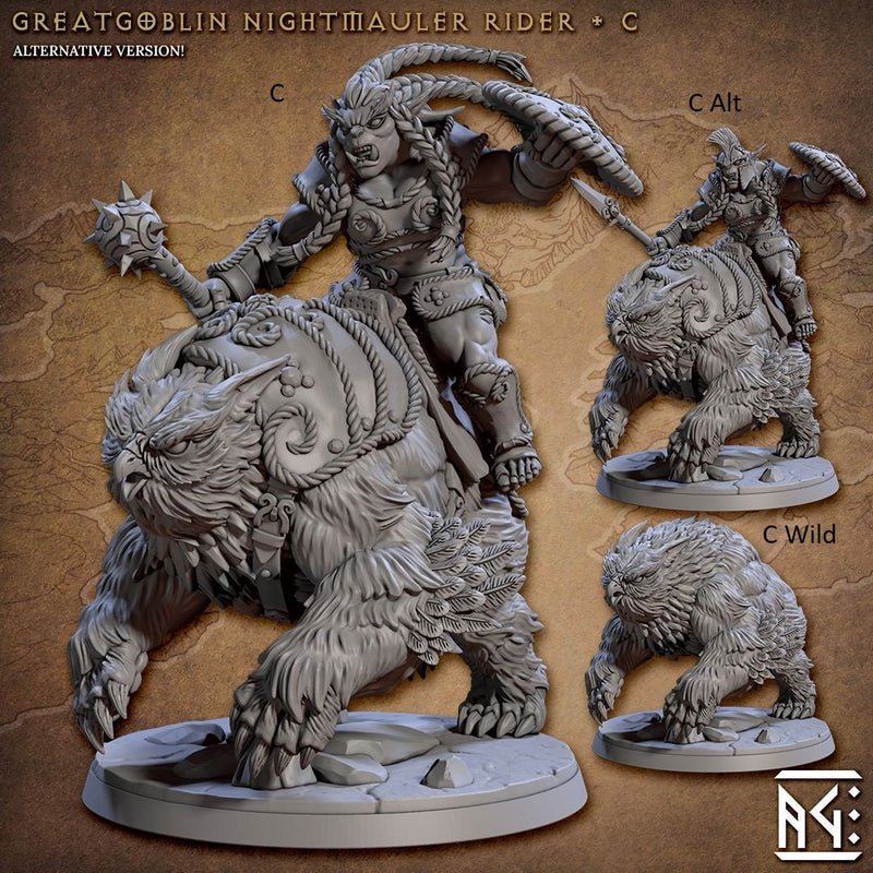 Greatgoblin Owlbear Cavalry Mini Set - Artisan Guild, DnD | Male | Fighter, Animal, Hobgoblin, Pathfinder | Orc | Wargaming | Goblin | Mount-7