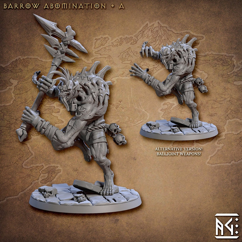 Barrow Abominations  28/32mm mini set - Artisan Guild | Zombie | Undead | Necromancer | Lich | Monster | Fantasy | Pathfinder | Wargaming-3