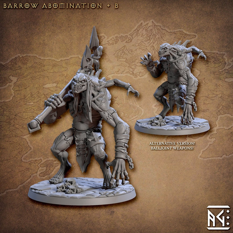 Barrow Abominations  28/32mm mini set - Artisan Guild | Zombie | Undead | Necromancer | Lich | Monster | Fantasy | Pathfinder | Wargaming-4