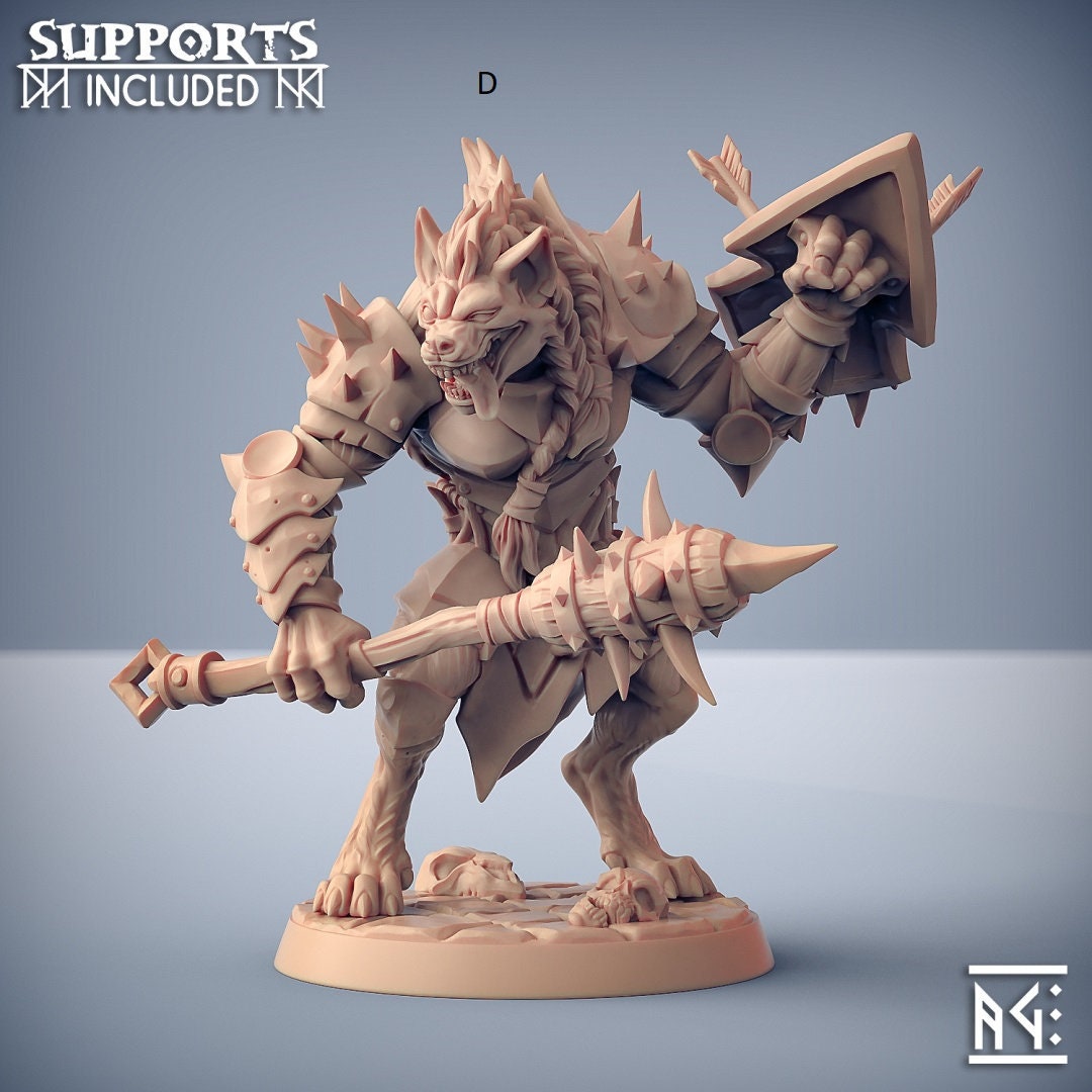 Bonegnasher Gnoll Warriors  28/32mm mini set - Artisan Guild | Monster | Pack | Hyena | Fighter | Desert | Fantasy | Pathfinder | Wargaming-6