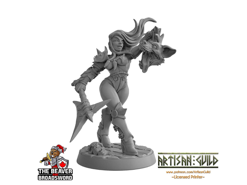 Perris Gnollslayer  28/32mm dnd mini - Artisan Guild | Female | Human | Fighter | Barbarian | Fantasy, Pathfinder, Wargaming, Pinup-1