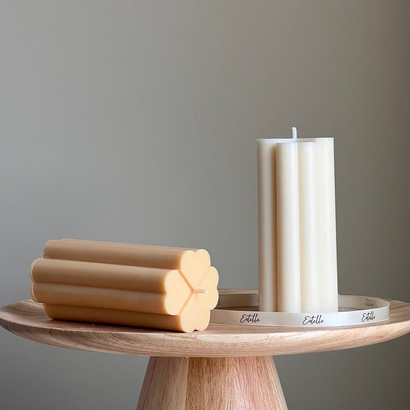 Lucky Leave Soy Pillar Candle: Sculptural Home Decor-1