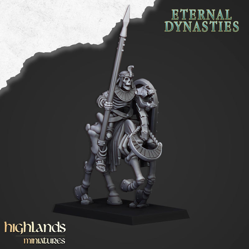 Ancient Skeletal Cavalry with Spears - Highlands Miniatures | Undead | Skeleton | Lich | Horse | Desert | Fantasy | Pathfinder | Wargaming-3