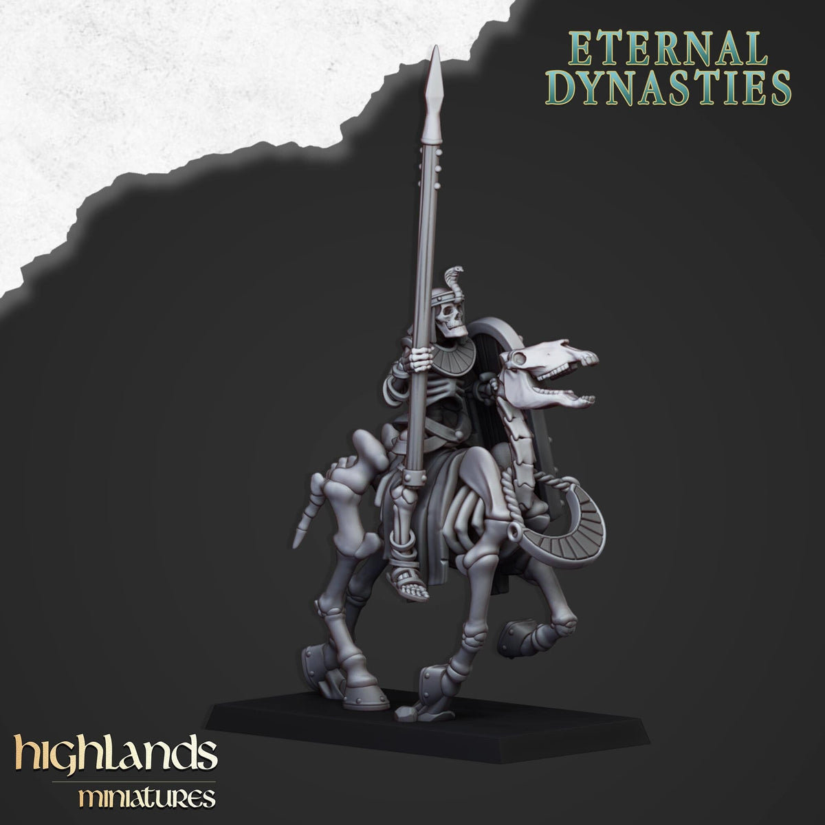 Ancient Skeletal Cavalry with Spears - Highlands Miniatures | Undead | Skeleton | Lich | Horse | Desert | Fantasy | Pathfinder | Wargaming-6