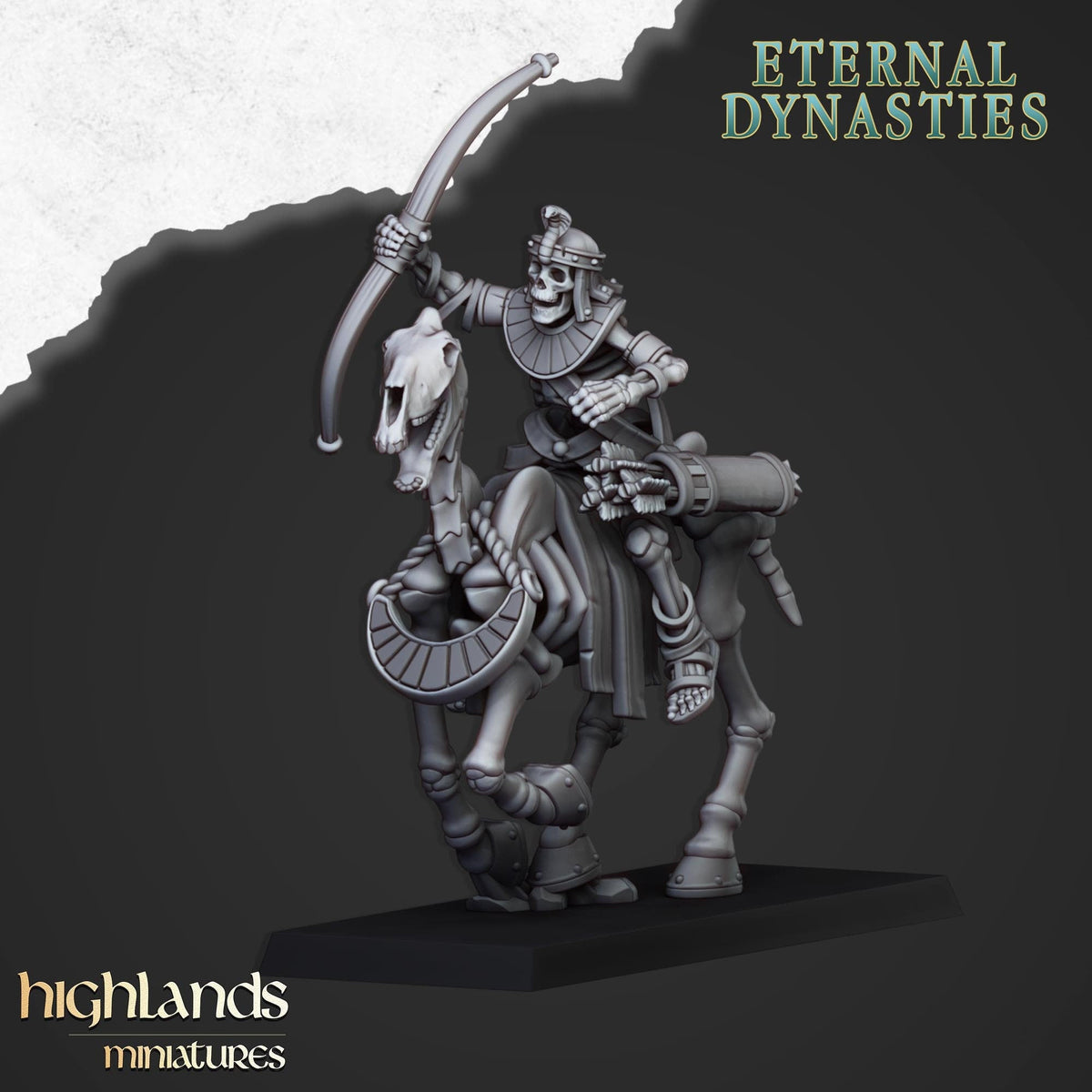 Ancient Skeletal Cavalry with Bows - Highlands Miniatures | Undead | Skeleton | Lich | Horse | Desert | Fantasy | Pathfinder | Wargaming-2