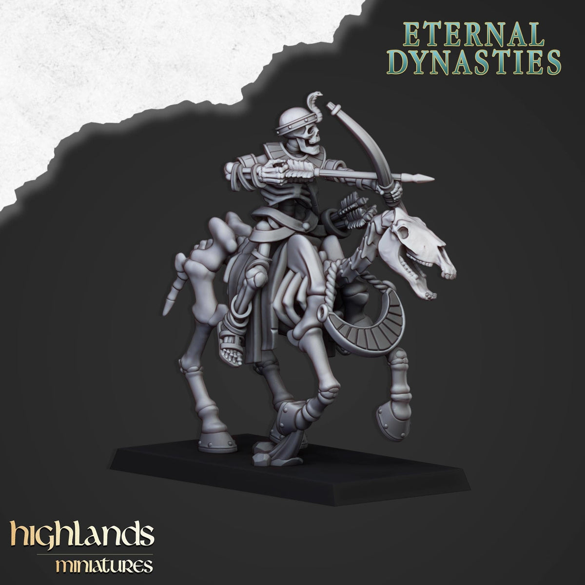 Ancient Skeletal Cavalry with Bows - Highlands Miniatures | Undead | Skeleton | Lich | Horse | Desert | Fantasy | Pathfinder | Wargaming-4