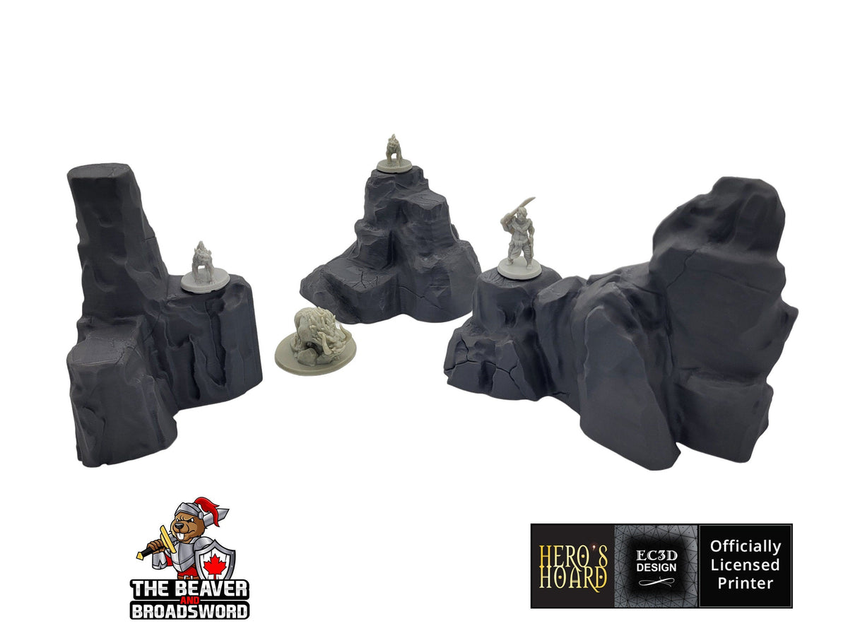 Large Rock Terrain Set 2 -  Scatter Scenery by EC3D, for TTRPGs and Wargaming - Mountain, Rocks, Canyon, DnD mini, Pathfinder, Tabletop-1
