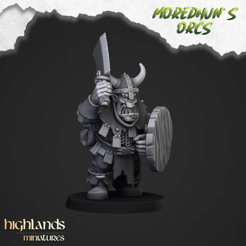 Orc Warriors with Hand Weapons - Highlands Miniatures | Goblin | Black Orc | Ork | Orcs | Warrior | Fantasy | Pathfinder | Wargaming | Squad-4