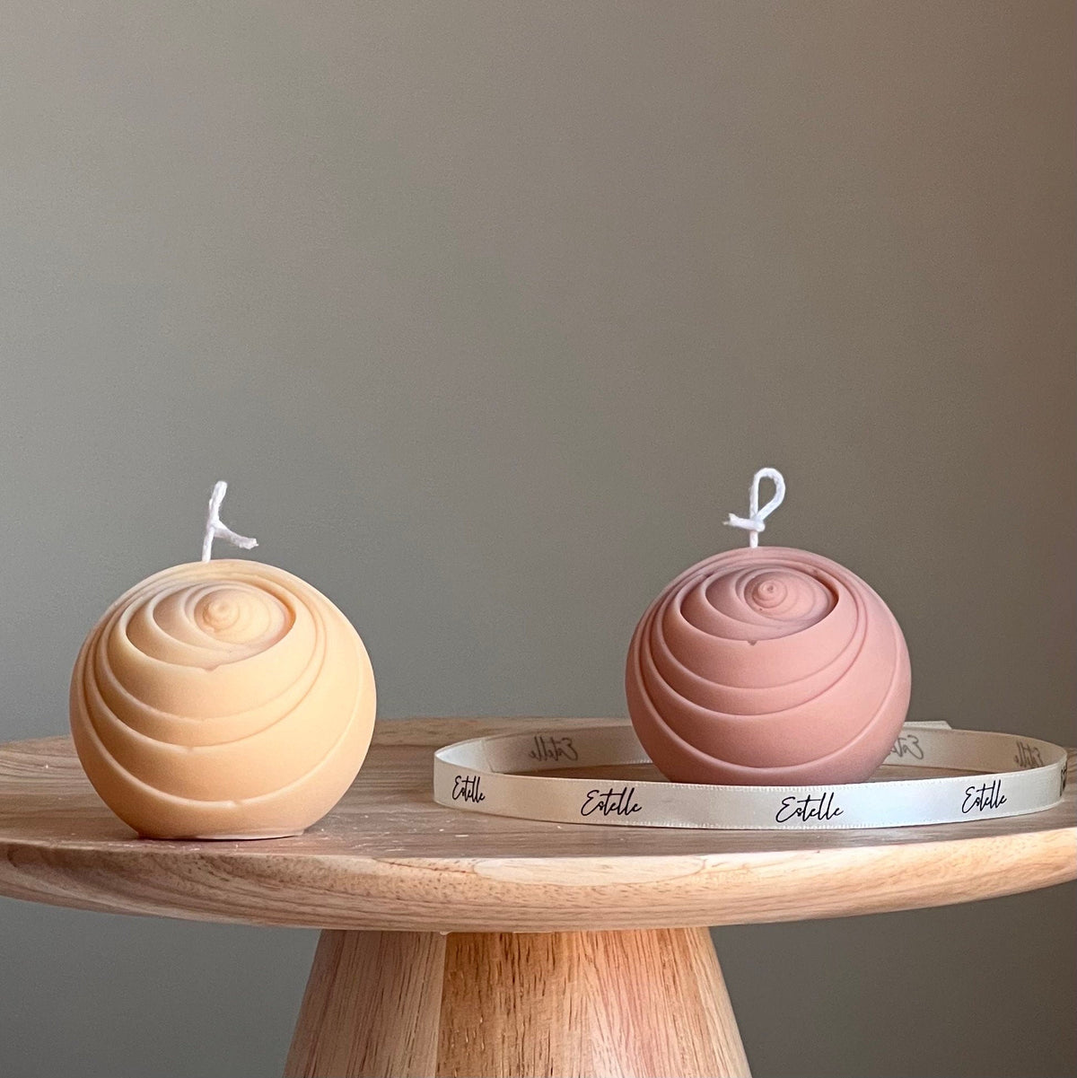 Lined Ball Soy Candle: Sculptural Home Decor-1