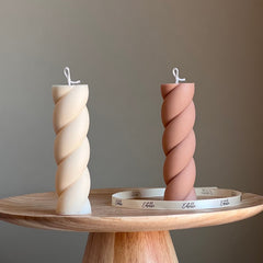 Swirl Soy Pillar Candle: Sculptural Home Decor-1