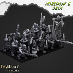 Orc Warriors with Spears - Highlands Miniatures | Goblin | Black Orc | Ork | Orcs | Warrior | Fantasy | Pathfinder | Wargaming | Squad-1
