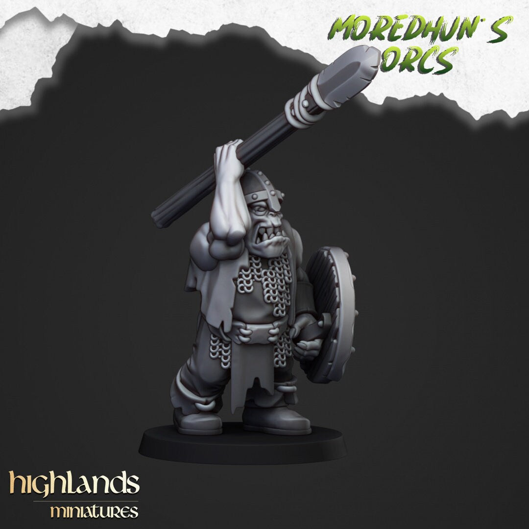 Orc Warriors with Spears - Highlands Miniatures | Goblin | Black Orc | Ork | Orcs | Warrior | Fantasy | Pathfinder | Wargaming | Squad-5