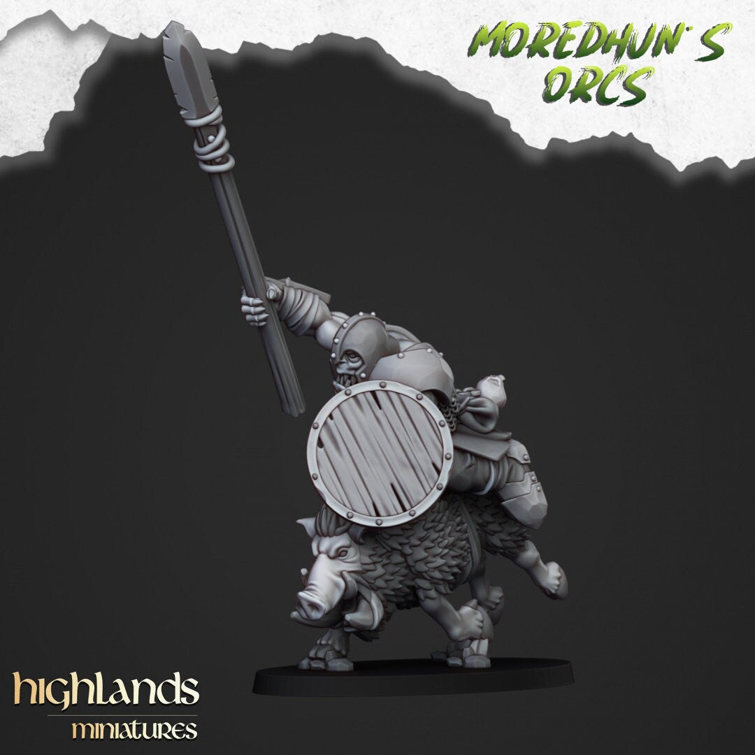 Mounted Orcs with spears - Highlands Miniatures | Boar | Black Orc | Ork | Orcs | Warrior | Fantasy | Pathfinder | Wargaming | Cavalry-7