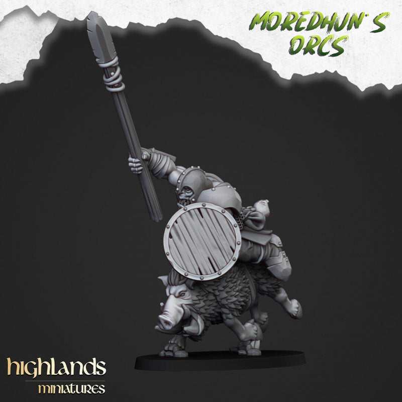 Mounted Orcs with spears - Highlands Miniatures | Boar | Black Orc | Ork | Orcs | Warrior | Fantasy | Pathfinder | Wargaming | Cavalry-7