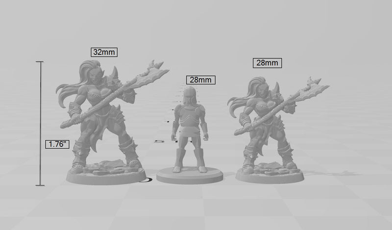Female Orc Barbarian dnd mini with axe - Artisan Guild | Barbarian | Warrior | Fighter | Goblinoid, Pathfinder, TTRPG, Wargaming, Monster-3