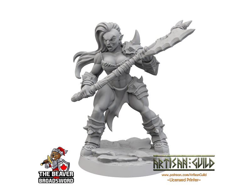 Female Orc Barbarian dnd mini with axe - Artisan Guild | Barbarian | Warrior | Fighter | Goblinoid, Pathfinder, TTRPG, Wargaming, Monster-1
