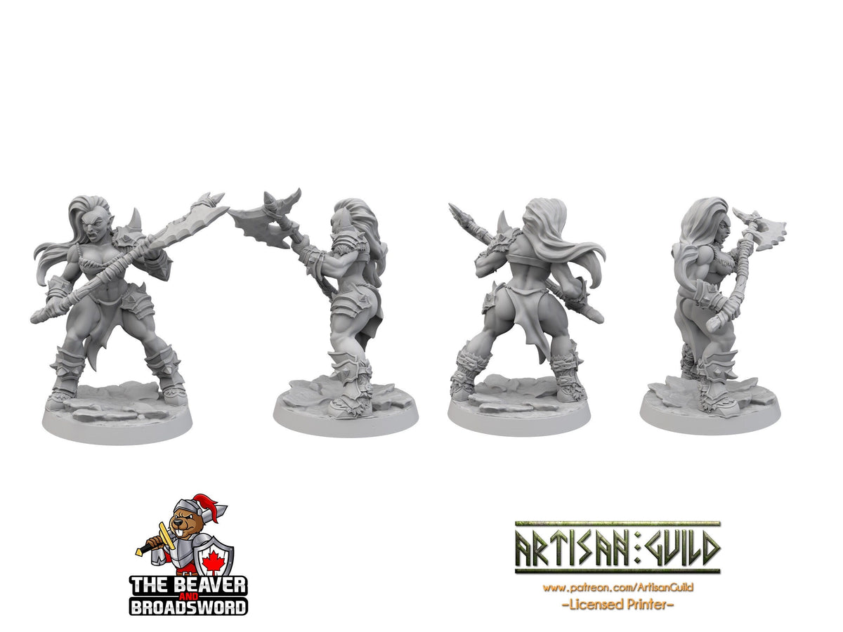 Female Orc Barbarian dnd mini with axe - Artisan Guild | Barbarian | Warrior | Fighter | Goblinoid, Pathfinder, TTRPG, Wargaming, Monster-2