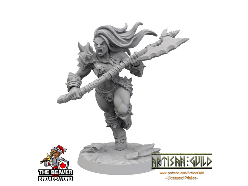 Female Orc Barbarian dnd mini with big axe - Artisan Guild | Barbarian | Warrior | Fighter | Goblinoid, Pathfinder, TTRPG, Wargaming Monster-1