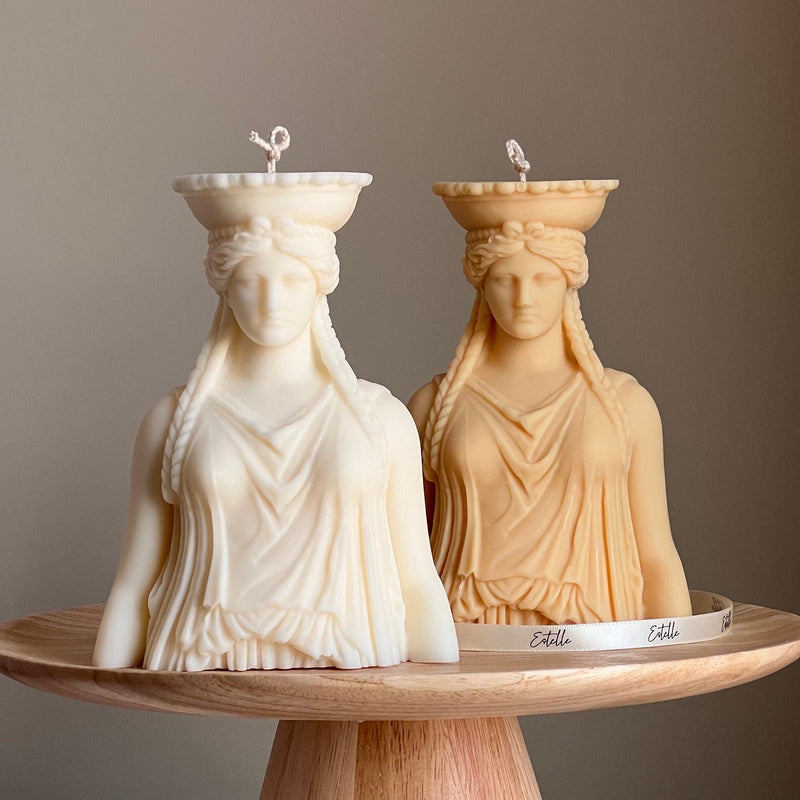 Caryatid Statue Candle: Sculptural Soy Wax Pillar Candle-1